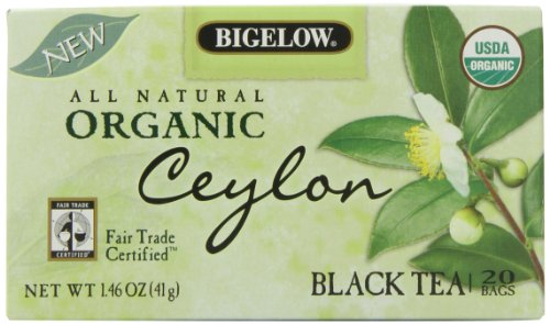 Bigelow Organic Ceylon Fair Trade Certified Tea, 20-Count 1.46-Ounce Boxes (Pack of 6)
