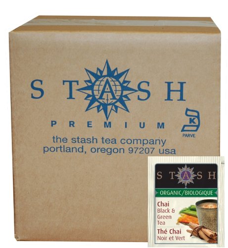 Stash Tea Organic Black and Green Tea Bags in Foil, Chai Spice, 100 Count