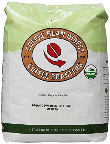 Decaf SWP Organic Mexican City Roast, Whole Bean Coffee, 5-Pound Bag