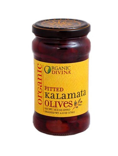Divina Organic Pitted Kalamata Olives, 10.2-Ounce Jars (Pack of 3)