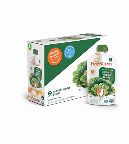 Happy Baby Organic Baby Food 2 Simple Combos, Apple Spinach & Kale, 4 Ounce (Pack of 16)